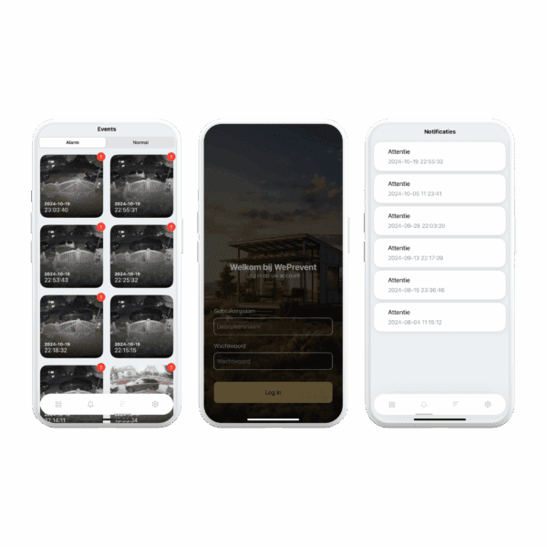 WePrevent App omgeving Live Cameratoezicht